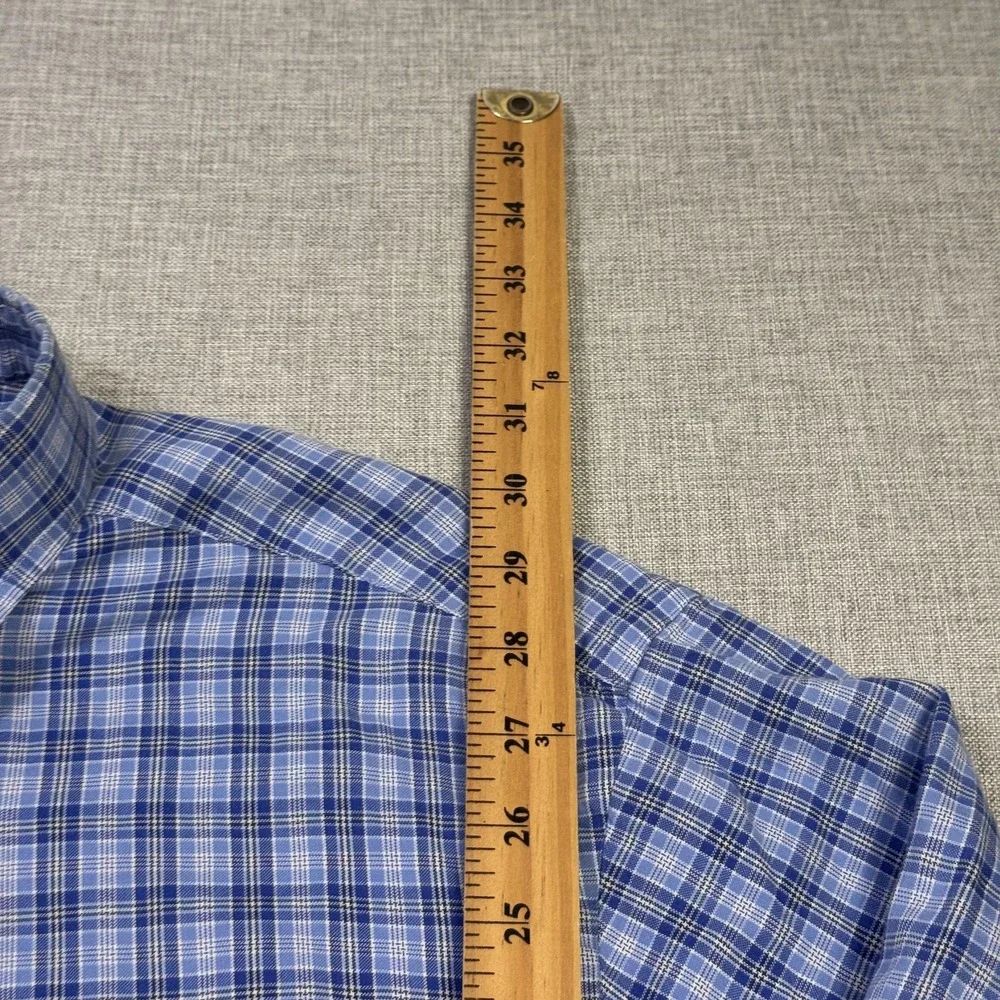 Ralph Lauren Slim Fit Button-Down Shirt Mens 2XL Blue Plaid Cotton Long Sleeve